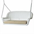 Propation White Wicker Porch Swing With Tan Cushion PR330412